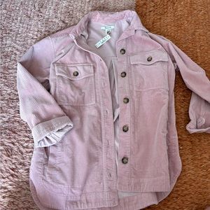 Madewell NWT solid soft pink corduroy button up fits XS-S